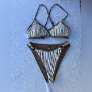 Samiol Elegant Brown and White Bikini Set M B02